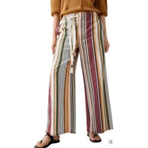 Zac & Rachel High Waisted Striped Wide Leg Pants Women SZ M Boho Beachy Comfort